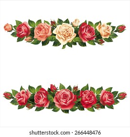 Roses garlands isolated on white. Vector eps 10.