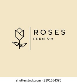 Roses geometric lines art up logo design vector