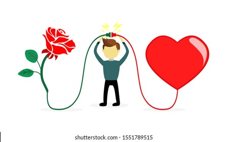 Roses to get love vector illustration.