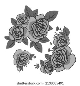 ROSES GRAY SCALE COLOR VECTOR