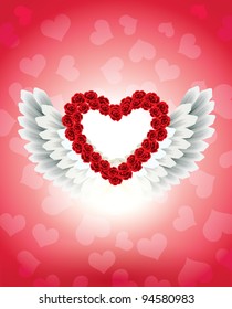 Roses Heart with Angel Wings