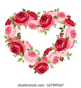 Roses heart frame. Vector illustration.