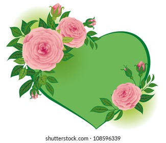 roses and heart on a white background