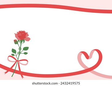Roses and hearts ribbon frame, Valentine's Day, event, celebration frame