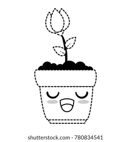 roses house plant in pot kawaii character