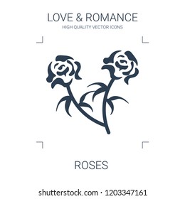 roses icon. high quality filled roses icon on white background. from love romance collection flat trendy vector roses symbol. use for web and mobile