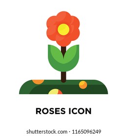 Roses icon vector isolated on white background, Roses transparent sign , colorful symbols