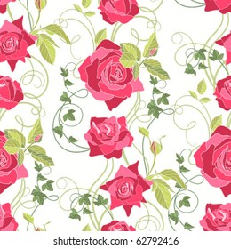 Roses and Ivy, seamless background