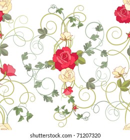 Roses and Ivy, seamless background