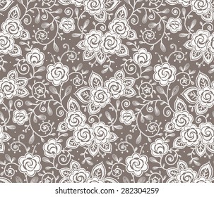 Roses Lace Seamless Pattern.