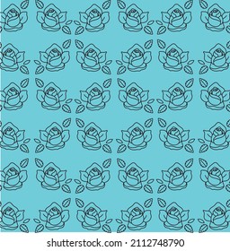 Rosas con hoja. Patrón floral sin foco con rosas. Flor silvestre simple para fondo, textura, envoltura, marco o borde. Deja de matar. vector