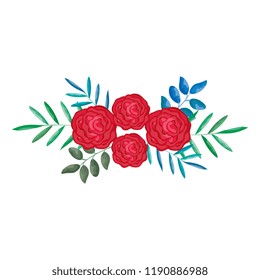 roses and leafs decorative icon