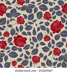 Roses and leaves. Beautiful seamless pattern .Vector background 2