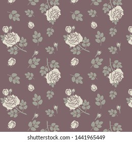 Roses with leaves on a dark background. Floral background.