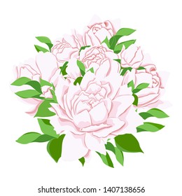 Roses with leaves on a white background. Floral background.