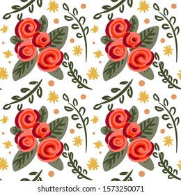 roses and leaves pattern/retro style/vector template for textile/fabric/interior design and other