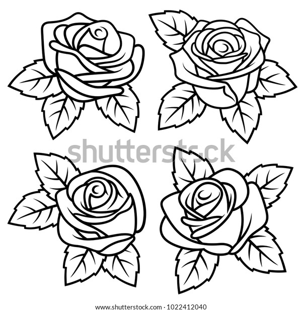 Roses Leaves Vectors Stock Vector (Royalty Free) 1022412040