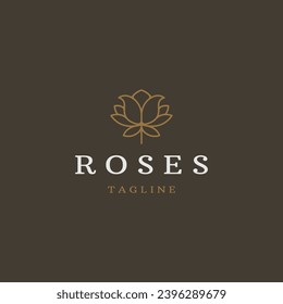 Estilo de arte de la línea de rosas. salón de belleza de lujo florido, moda, skincare, cosmética, naturaleza y spa