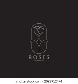 roses line art style icon vector illustration template design