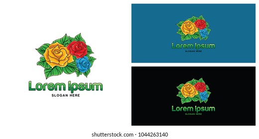 Roses Logo Design Template. Flower Design. Vector Illustration.