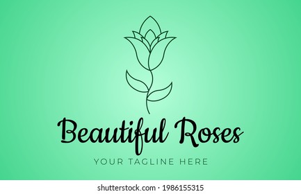 Roses Logo Line Art Beautiful Logo
