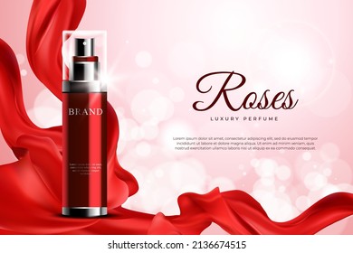 Roses Luxury Parfume Background with Bokeh