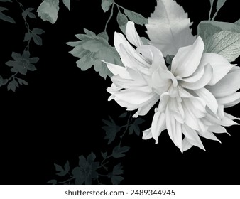 Roses are made in black and white style with black background. EPS 10 Vector Illustration.
