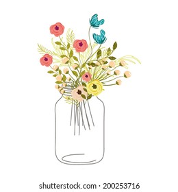 Roses In Mason Jar