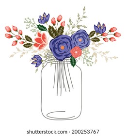 Roses In Mason Jar