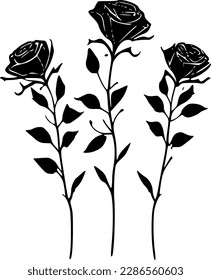 Roses | Minimalist and Simple Silhouette - Vector illustration