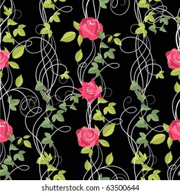 Roses on black background