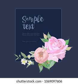 Roses on card for wedding