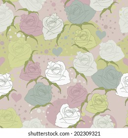 Roses on summer seamless