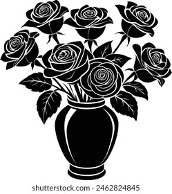 roses on the vase vector silhouette.eps
10 eps 
72 DPI
4000*4000 px artboard