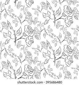 Roses on a white background. Seamless pattern.