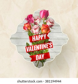 Roses on a wooden background. EPS 10 vector file included