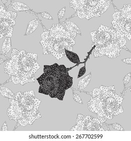 roses ornament in a linear triangular style