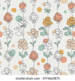 Roses outline seamless pattern art