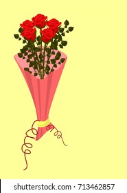 Roses in package on a yellow background