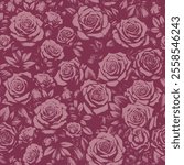 Roses pattern, aop all over print with flowers, floral rose, pink, bordo, red