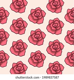 Roses Pattern Background. Social Media Post. Vector Illustration.