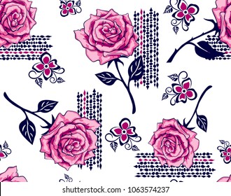 Roses Pattern decorative elements and flowers