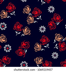 Roses Pattern with floral elements for fashion print,textile pattern