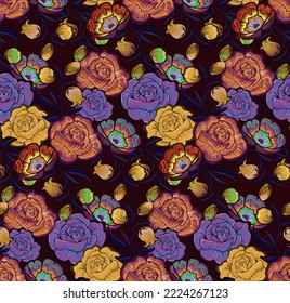 patrón de rosas, patrón de flores, patrón sin costura, textura téltil, papel de piso, diseño de flores, papel de pared ilustrativo de flores, diseño de tela, patrón de superficie