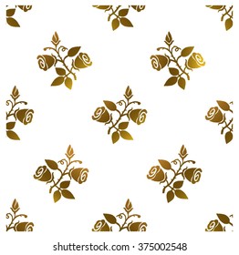 roses pattern. Gold wallpaper