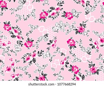 Roses pattern with honeycomb background for fashion print,textile pattern,fabric print,table clothe pattern