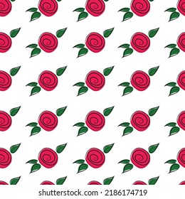 Roses pattern repeating handdrawn petals decor. Vector Illustration.