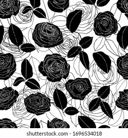 Patrón de rosas, disposición de flores de rosa, diseño decorativo, ilustración vectorial