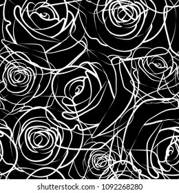 roses pattern seamless tile repeatable, vector texture illustration
