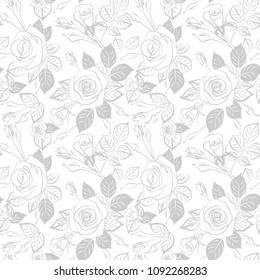 roses pattern seamless tile repeatable, vector texture illustration